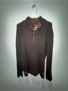Eddie Bauer Brown Ribbed Zip-Up Sweater